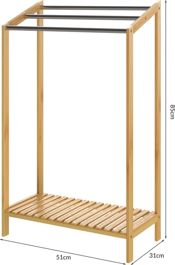 Handdoekenrek Bamboe met Stangen RVS