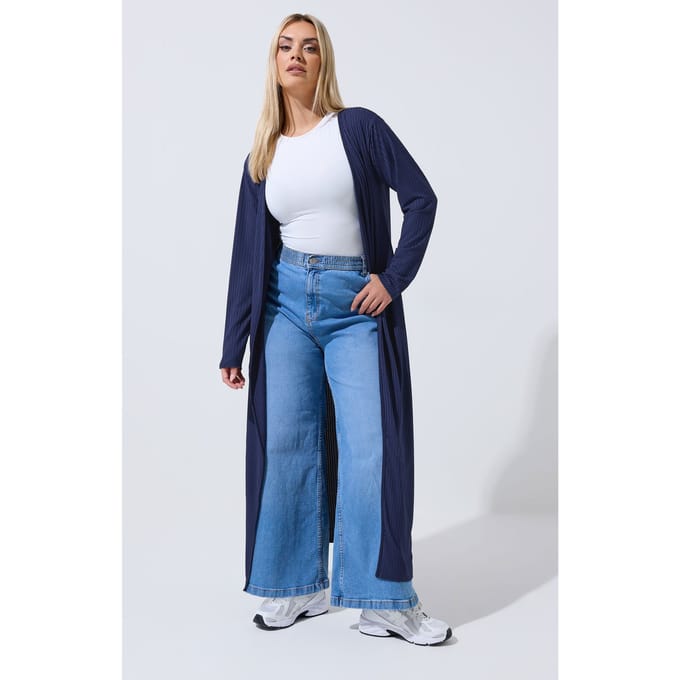 Limited Collection Marineblauw Geribbeld Maxi Vest Size 44
