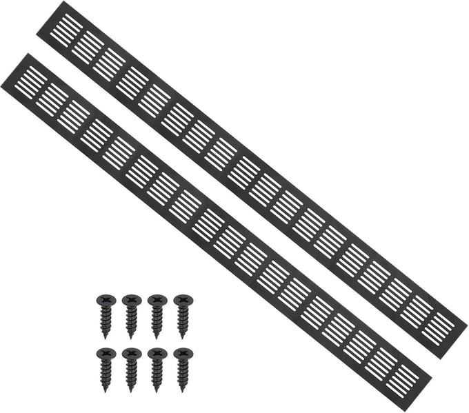 Set van 2 Vierkante Aluminium Ventilatieroosters voor Kastdeuren - Zwart
