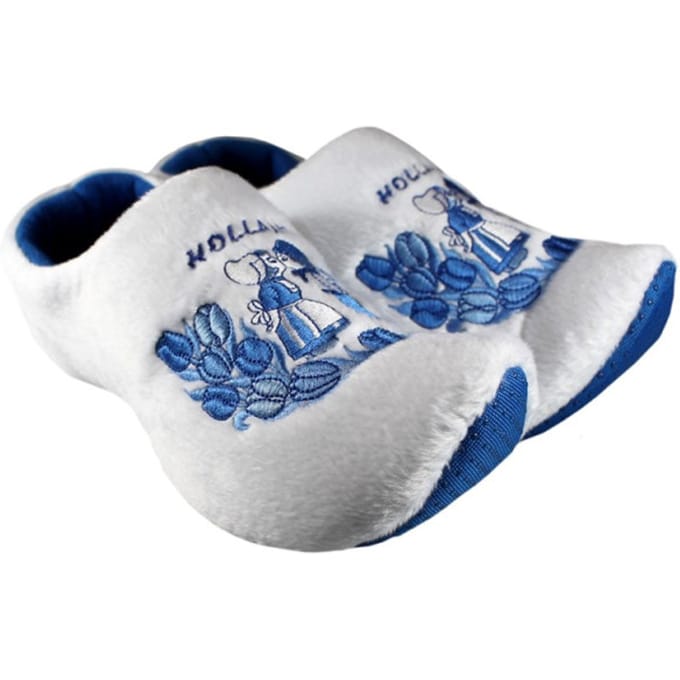 Klomppantoffels - Molen en Tulpen - Wit/Blauw - Maat 42-44