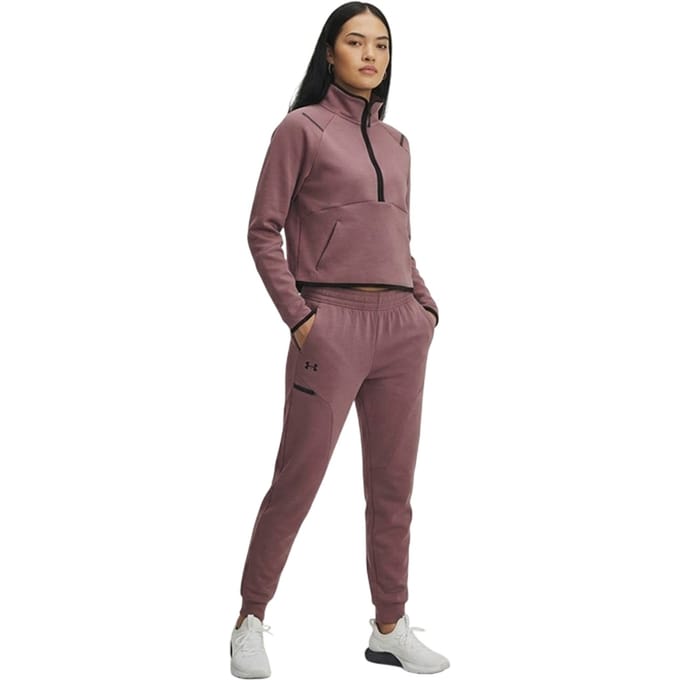 Under Armour Dames-fleece-sweatshirt met kwartritssluiting uit de Unstoppable-collectie (Maroon)