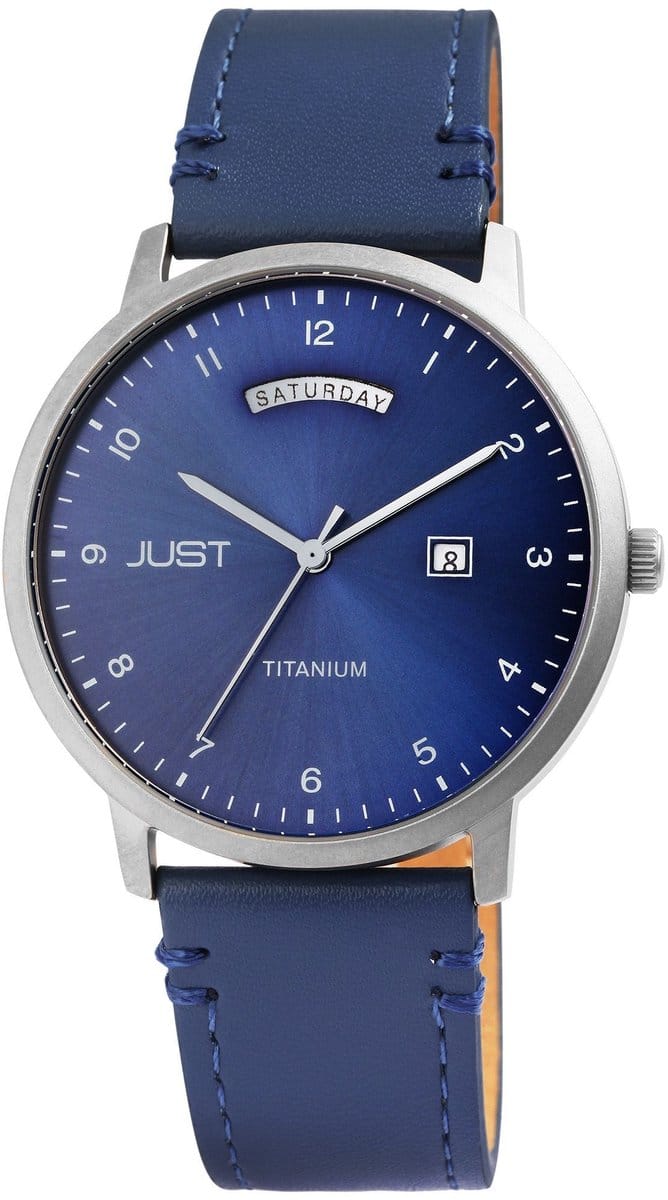 JUST herenhorloge echt leer Fanis, datumweergave