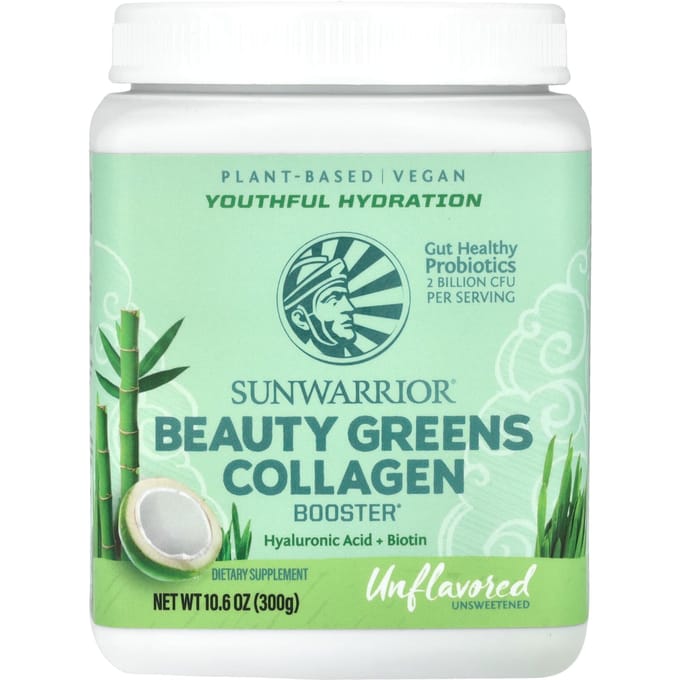 Sunwarrior, Booster de collagène Beauty Greens, sans saveur, 300 ml (300 grammes)