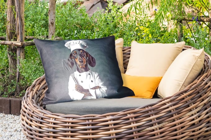 Buitenkussens - Hond - Garde - Kok - 60x40 cm - Weerbestendig