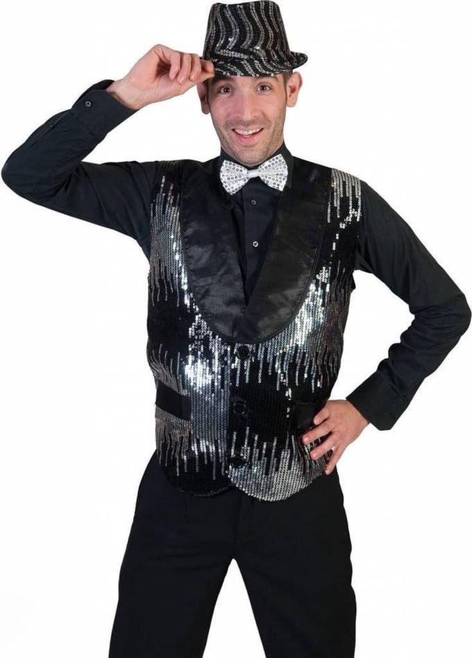 Jazz GILET VEST ZILVER-zwart mt 48-50