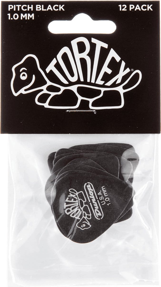 Jim Dunlop Tortex Pitch Black - Plectrums - 1,00 mm - Player's Pack 12 Stuks