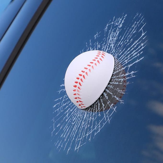 Auto 3D Driedimensionale Elf Bal Auto Sticker, Auto Raam Grappige Creatieve Decoratieve Sticker, Tennis Glas Gemodificeerde Auto Sticker wit