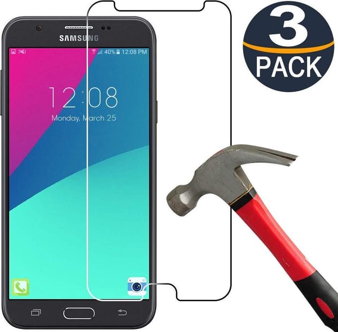 3x Screenprotector Tempered Glass Glazen Gehard Screen Protector 2.5D 9H (0.3mm) - Glasplaatje Geschikt voor: Samsung Galaxy J7 2017
