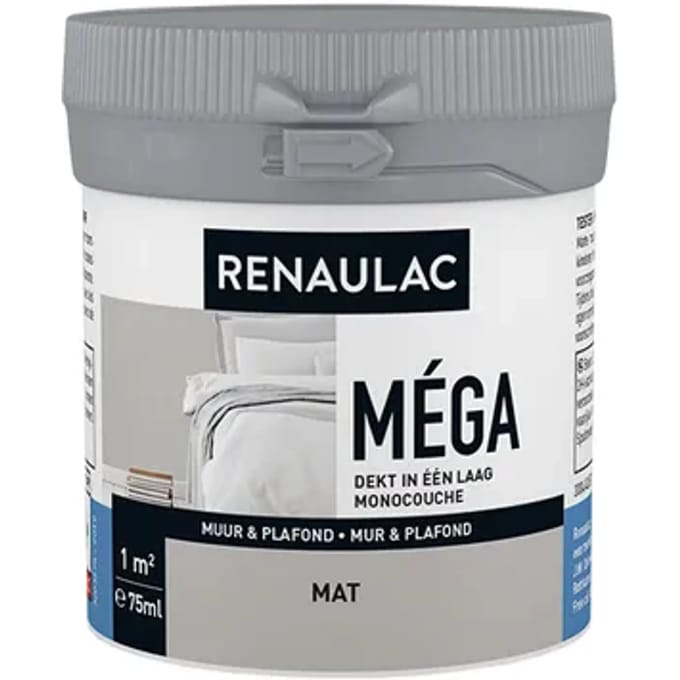 Renaulac Muur & Plafond Verftester - Mat - Fluweel Grijs - 75ml