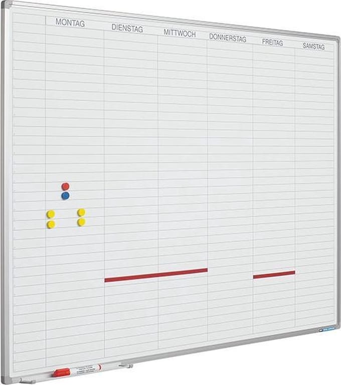 Planbord Softline profiel 8mm Werkdagen, GB incl. dagenstrook - Weekplanner - Dagplanner - Engelse uitvoering - 90x120cm
