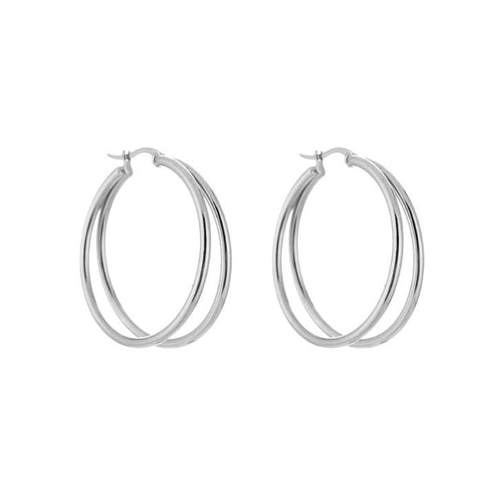 Bijoutheek Oorringen Dubbel Hoop Zilver