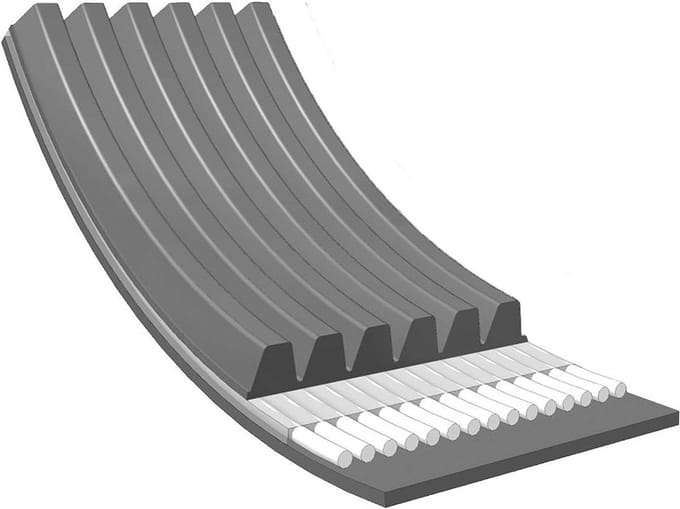 V-riem - Multisnaar - Motoronderhoud - 6 Ribben - 1050 mm - Zwart