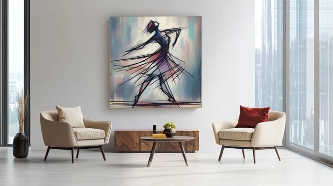 Vierkant Canvas Schilderij - Abstract - Kunst - Stroom van Elegantie - 40x40x2 cm