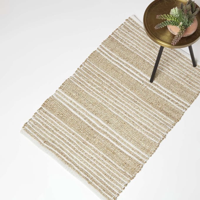 Homescapes jute vloerkleed Arlyn 60 x 90 cm - beige-wit gestreept vloerkleed