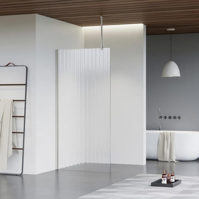 FugaFlow Eccelente Vetro inloopdouche badkamer - 100x200cm - ribbelglas - plafondarm - geborsteld RVS
