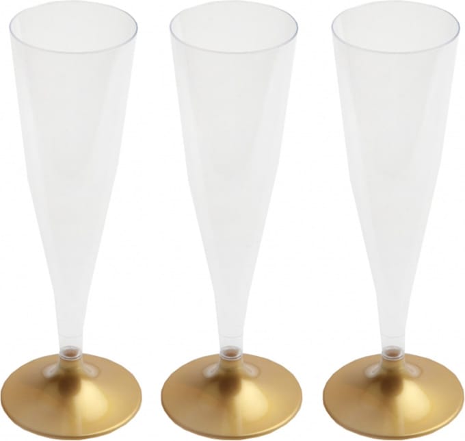 Santex Champagneglazen - 10x - plastic - 140 ml - goud - herbruikbaar