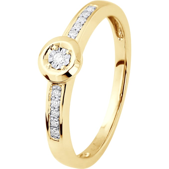 Diamond Solitaire ondersteund 0060 Cts Illusion 0,50 Cts Yellow Gold