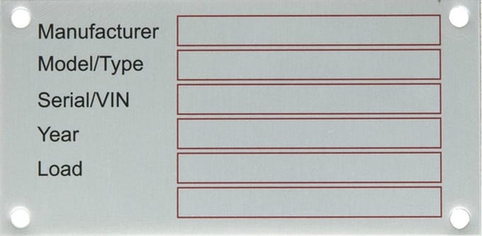 Kramp Typeplaat blank aluminium, serie/chassisnummer 100 x 50 mm