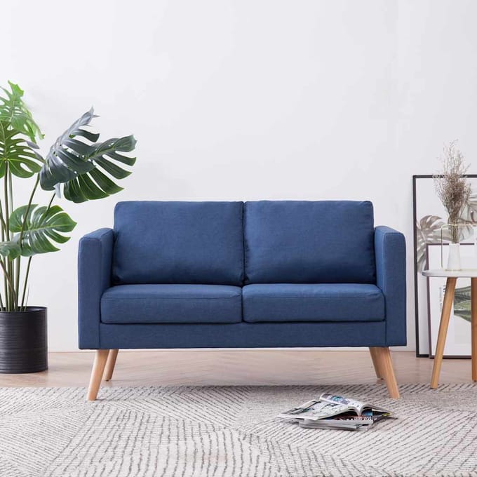 vidaXL - Tweezitsbank - stof - blauw