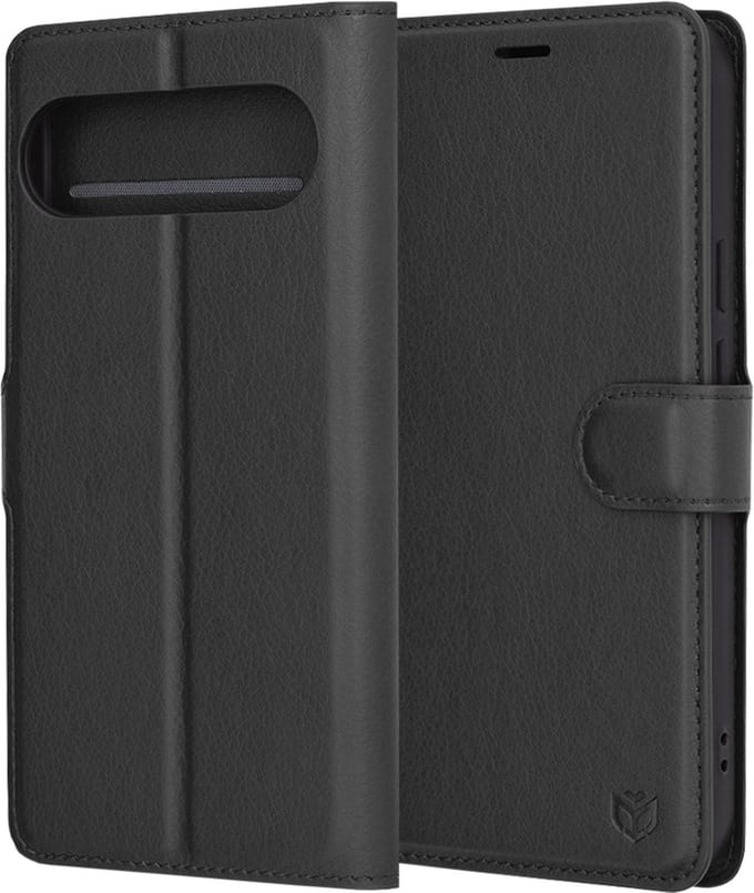 Hoesje geschikt voor Google Pixel 9 Pro XL - Techsuit Leather Folio Book Wallet Case - Zwart