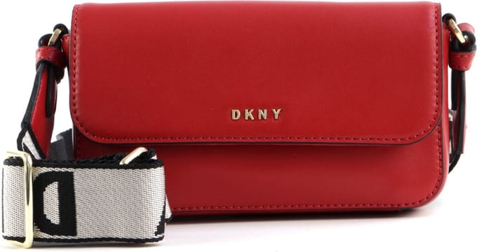 DKNY Leren Schoudertas Avondtas Winonna Flap Crossbody Bag Bright Red Rood