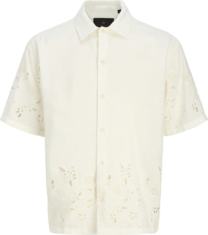 JACK&JONES - JPRBLAJOSH BRODERIE ANGLAISE S/S SHIRT - Heren - Overhemden