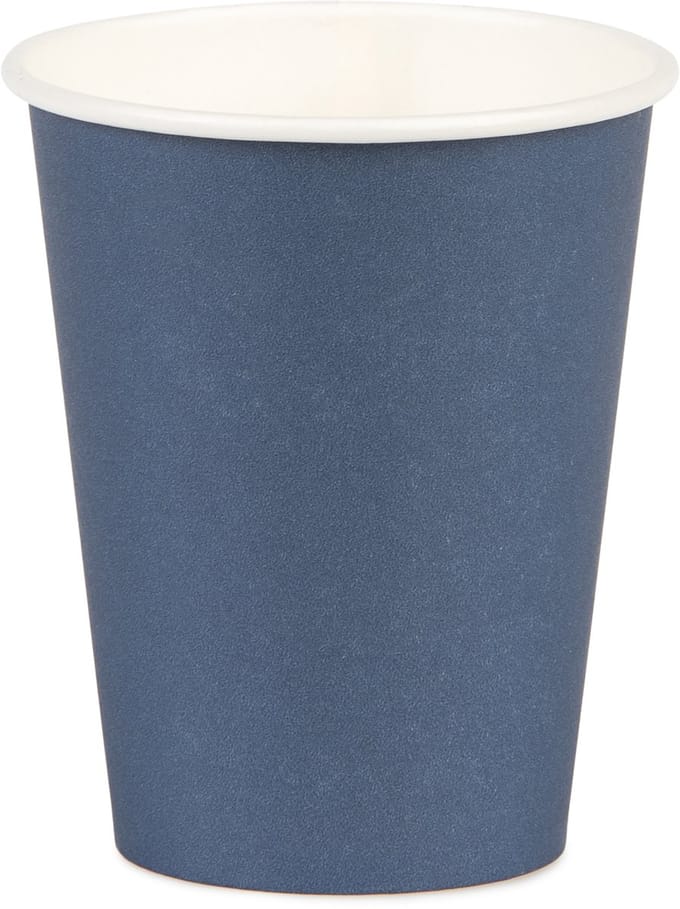 Vegaoo - 8 marineblauwe kartonnen bekers 210 ml voor feest