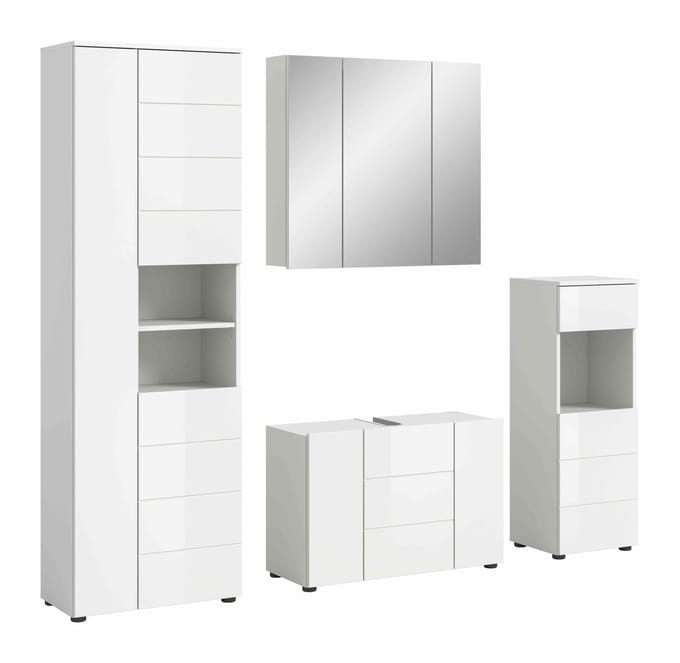Vira Badkamer 4 Delen Wit Hoogglans - 210cm x 190cm x 34cm