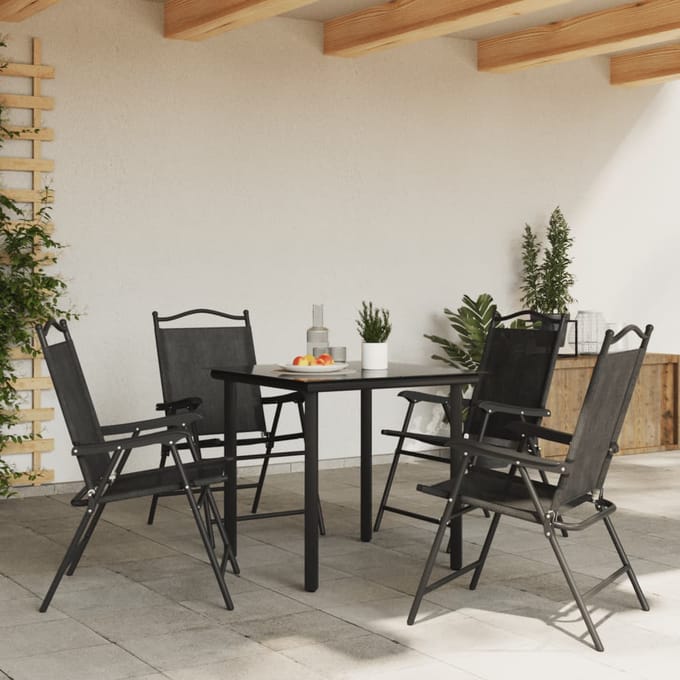 vidaXL - Opklapbare - stoelen, - 4 - stuks, - gemêleerd - grijs, - staal - en - Textilene.