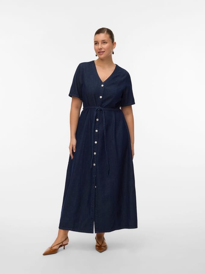 Vero Moda Curve Denim jurk VMCJANINA Lange jurk