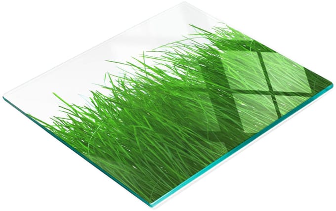 Decoratieve glazen serveerplank met afbeelding van gras voor het serveren van snacks, 60x52 cm