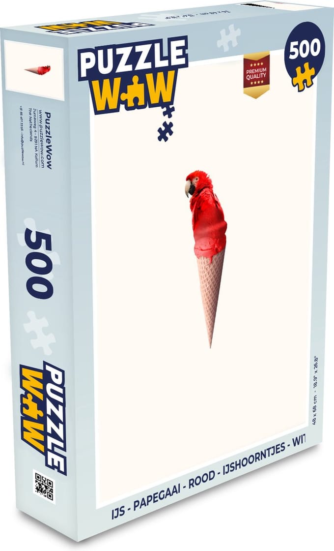Puzzel IJs - Papegaai - Rood - IJshoorntjes - Wit - Legpuzzel - Puzzel 500 stukjes