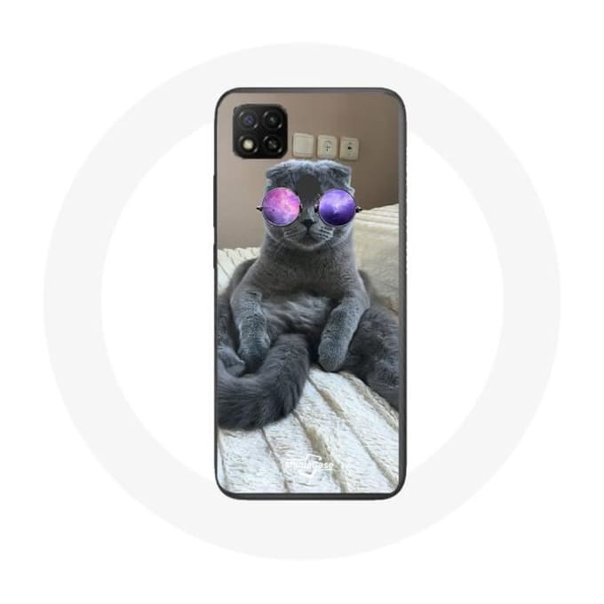 Xiaomi Redmi 9C Cat-hoesje met paarse bril