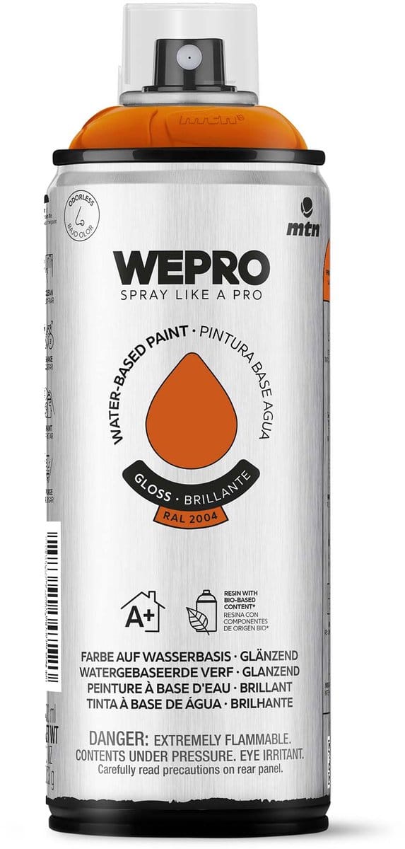 Spuitbus Ral 2004 Oranje Glans MTN WEPRO WATER-BASED PAINT 400M