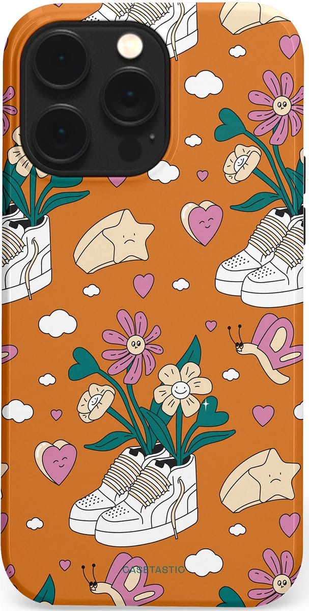 Casetastic hoesje geschikt voor Apple iPhone 14 Pro Max - MagSafe - Dubbellaagse bescherming - Hartentuin - Fashion Case - Terracotta Zand Lichtgrijs
