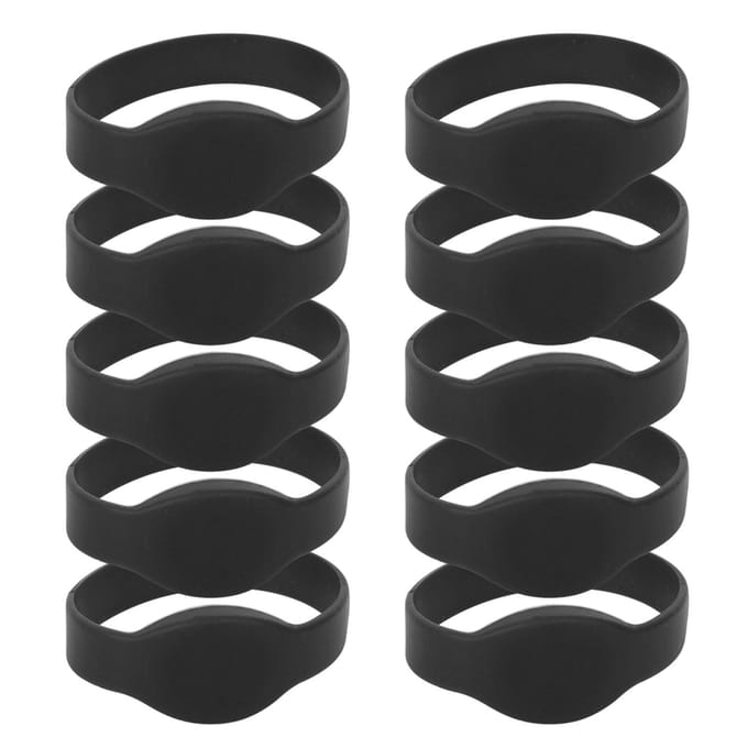 Bracelet RFID en Silicone, 125Khz, étanche IP68, carte d'identité, pour piscine, Sauna, 10 pièces noir