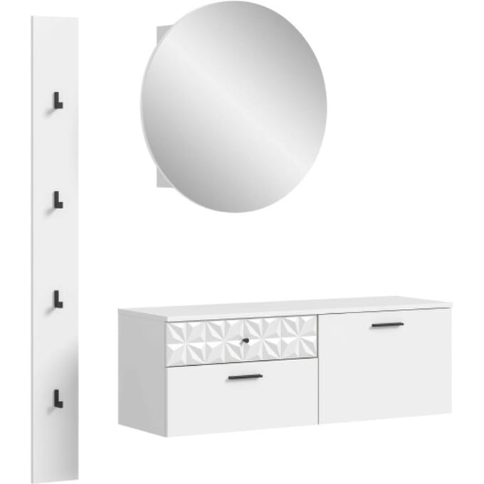 Prisma kledingkastcombinatie wit melamine wit hoogglans MDF TZ - 34x141x192cm