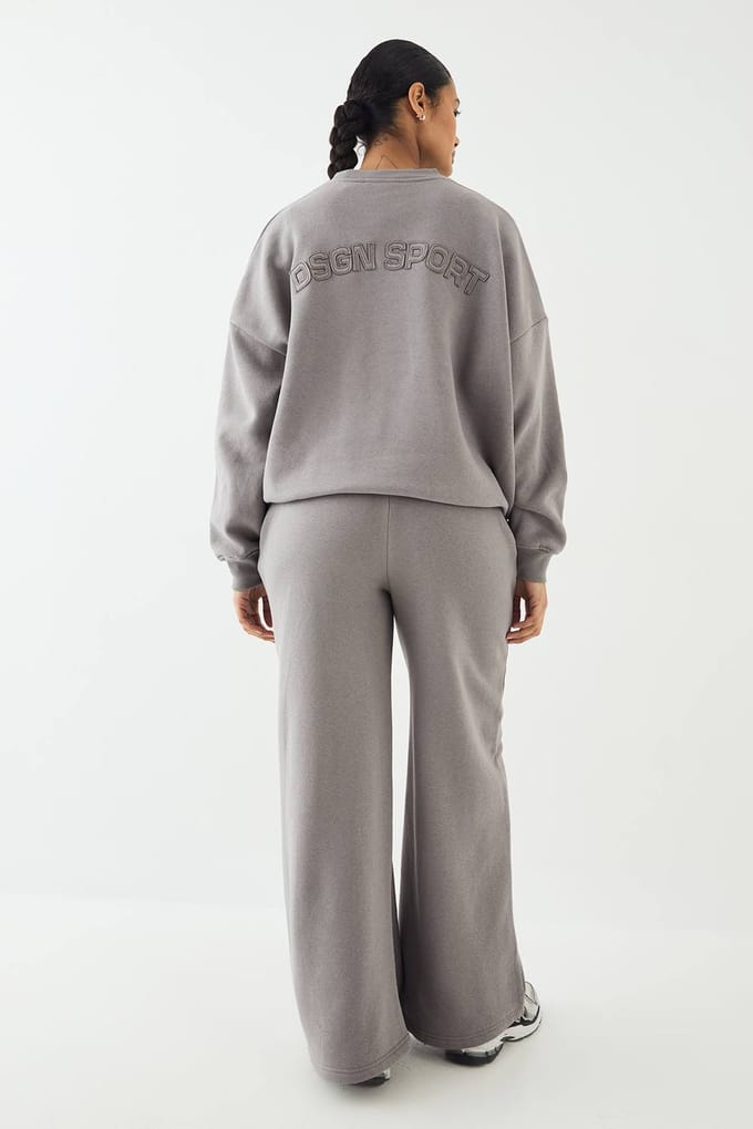 Dames DSGN Studio Self Fabric Applique Wijde Pijp Jogger | Charcoal | Maat: 3XL