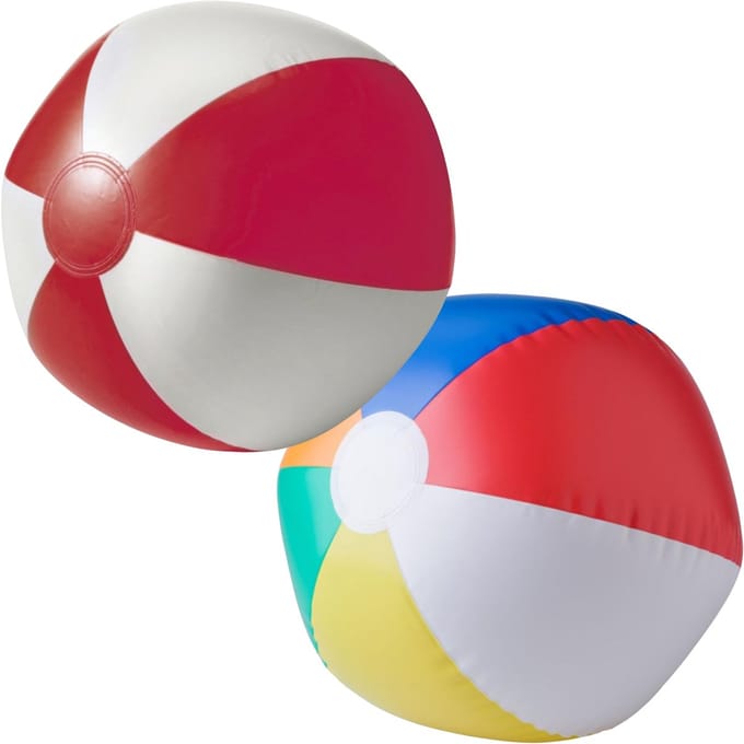 Impression Strandbal - opblaasbaar - zwembad speelgoed - rood / multi set - D26 cm
