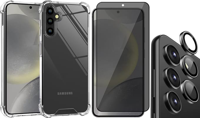 Hoesje geschikt voor Samsung Galaxy S24 - Privacy Screenprotector Volledig Dekkend Glas & Camera Protector - Shockproof Transparant