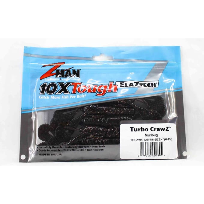 Leurre souple Zman Turbo CrawZ 4 pouces 6/paquet Mudbug (9894) blue