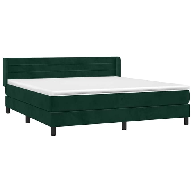 vidaXL - Boxspring - met - matras - fluweel - donkergroen - 160x200 - cm