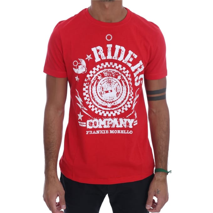 Frankie Morello Rode Katoenen RIDERS Crewneck T-Shirt