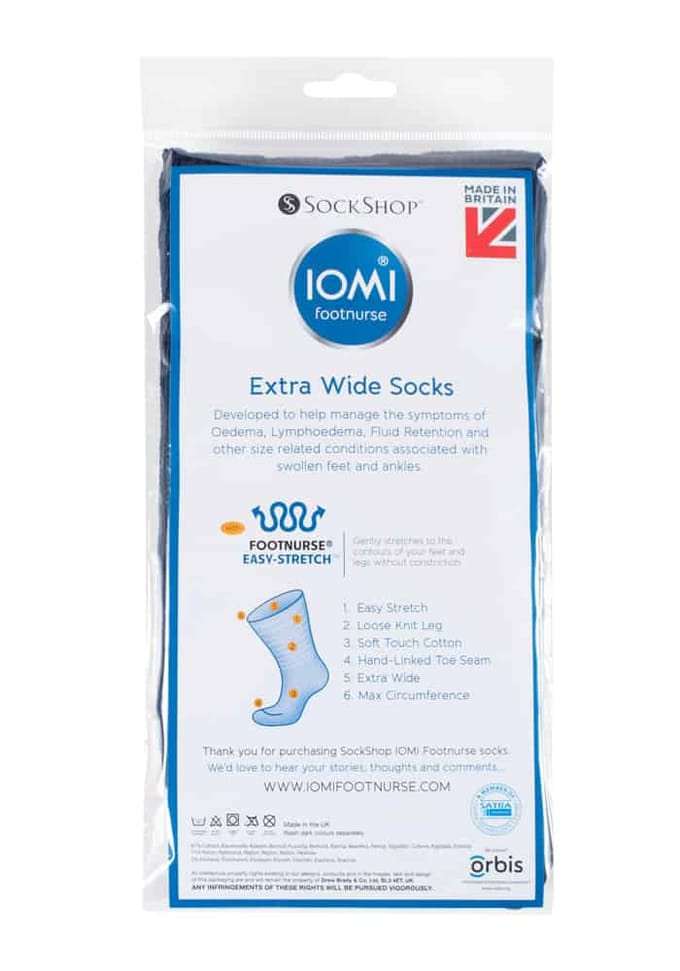 IOMI - Extra brede zachte katoenen oedeemsokken - Marine