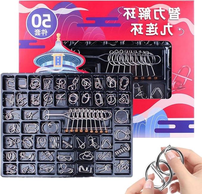 Metalen Puzzels - Denkspel Set - Mentale Training - 50 Stuks - 41x31 cm - Uniek