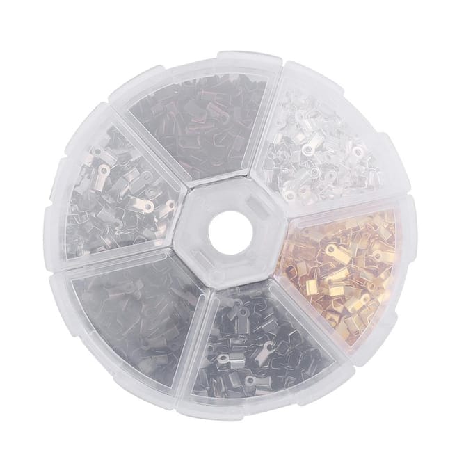 1200 Pièces/Boîte Fabrication de Bijoux Accessoire Embouts de Cordon à Sertir pour Cordon de Collier Bracelet white