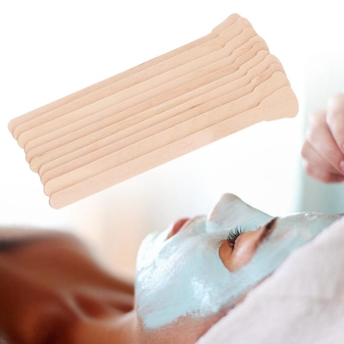 100 Stuks Houten Wax Spatel Depressor Wegwerp Gezichtsmasker Huidontharing Crème Applicator beige