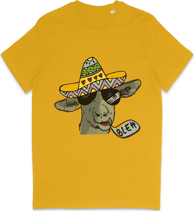 Grappig T Shirt Heren - T Shirt Dames - Cartoon Geit - Geel - S
