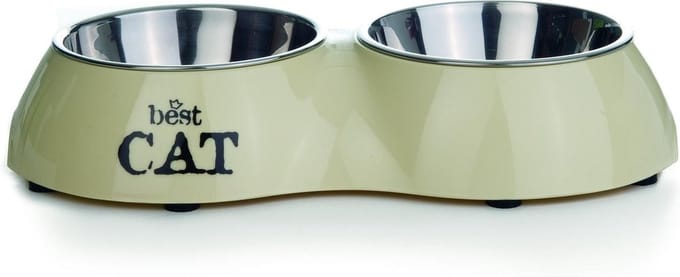 Beeztees Best Cat - Dinerset Kat - Beige - 26,5x15x4,5 - 2x 160 ml