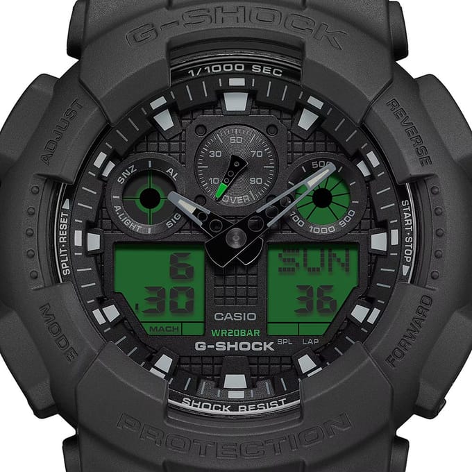 G-Shock Classic Style GA-100BEG-1AER GA-100 Series - Electro Green Horloge